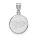 A 10k white gold pendant shaped as a T-C medium disc has "Twins" engraved in cursive, reminiscent of the MLB Minnesota Twins logo, elegantly suspended from a loop.