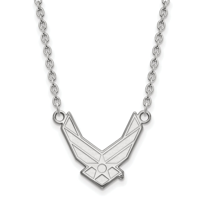 Sterling Silver Rhodium-plated LogoArt U.S. Air Force Large Pendant 18 inch Necklace