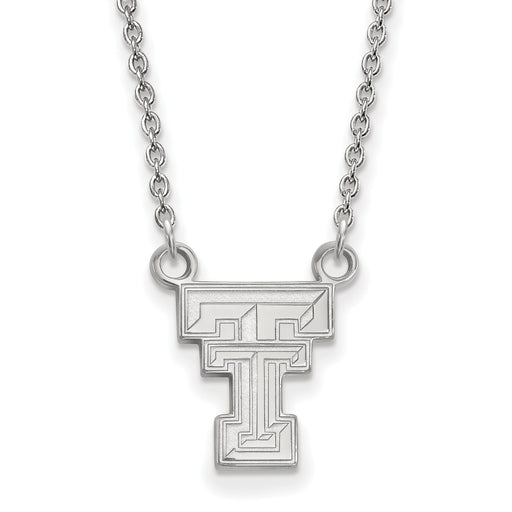 10k White Gold LogoArt Texas Tech University T-T Small Pendant 18 inch Necklace