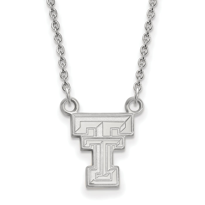 14k White Gold LogoArt Texas Tech University T-T Small Pendant 18 inch Necklace