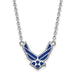 Sterling Silver Rhodium-plated LogoArt U.S. Air Force Large Enameled Pendant 18 inch Necklace