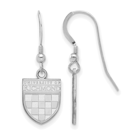 Sterling Silver University of Richmond  Small Shield Dangle Earrings Wire