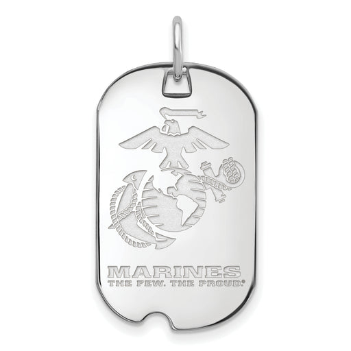 Sterling Silver Rh-Plat U.S. Marine Corps Small Dog Tag