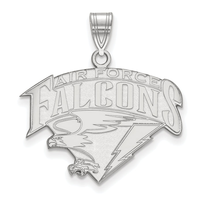 Sterling Silver Rhodium-plated LogoArt United States Air Force Academy Falcons Large Pendant