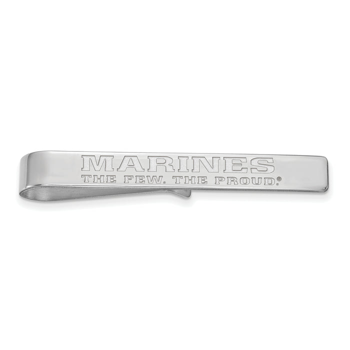 Sterling Silver Rh-Plat U.S. Marine Corps Tie Bar