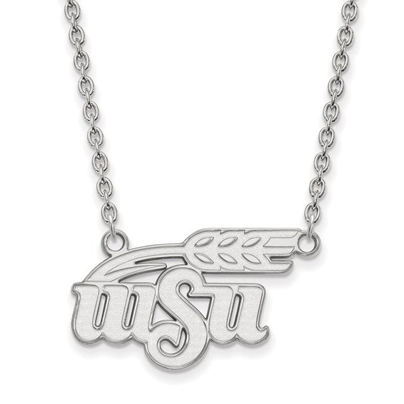 14kw White Gold Wichita State University W-S-U Large 18 inch Necklace