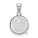 The SS MLB Minnesota Twins Script Baseball Small Pendant is a round sterling silver pendant with "MINNESOTA Twins BASEBALL" engraved in stylized lettering, featuring a bail for necklaces. An official LogoArt design.