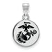 Sterling Silver Rh-Plat Small U.S. Marine Corps Epoxied Disc Pendant