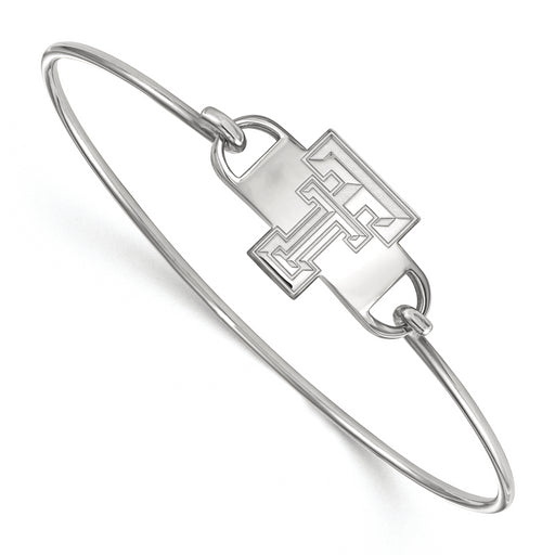 Sterling Silver Rhodium-plated LogoArt Texas Tech University T-T Small Center 7 inch Wire Bangle