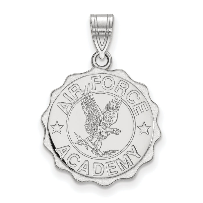 Sterling Silver Rhodium-plated LogoArt United States Air Force Academy Large Crest Pendant