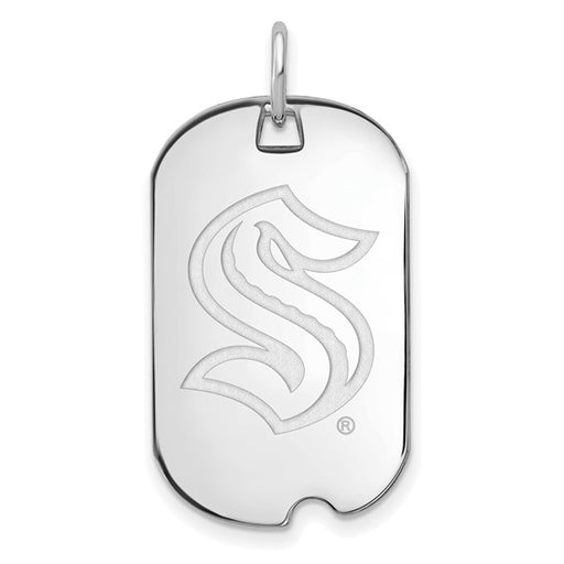 10k White Gold NHL LogoArt Seattle Kraken Small Dog Tag Pendant