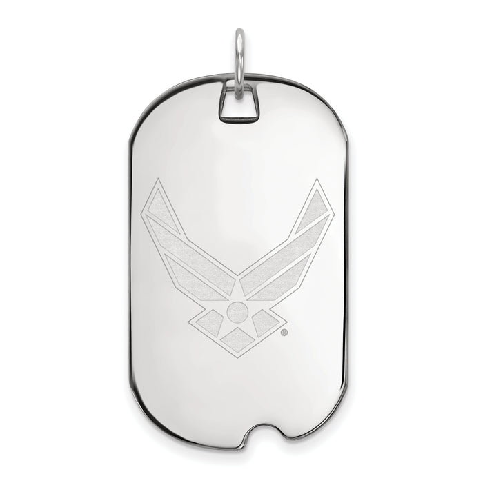 Sterling Silver Rhodium-plated LogoArt U.S. Air Force Large Dog Tag Pendant