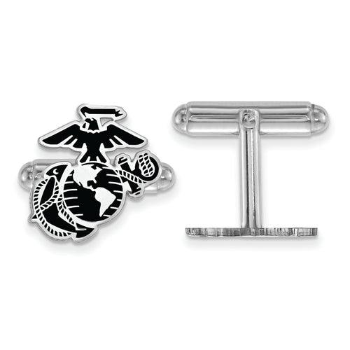 Sterling Silver Rh-Plat U.S. Marine Corps Epoxied Cuff Link