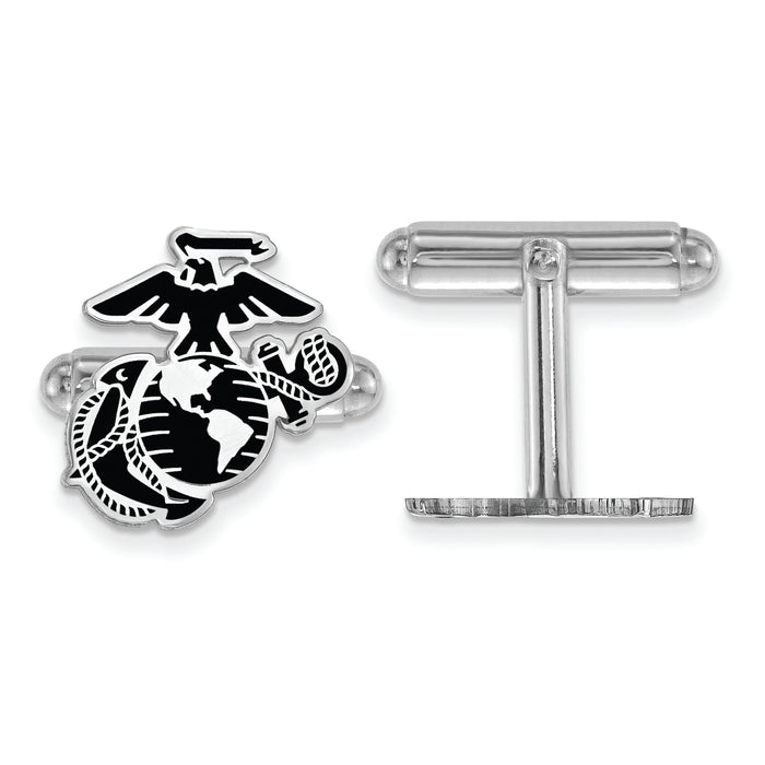 Sterling Silver Rh-Plat U.S. Marine Corps Epoxied Cuff Link