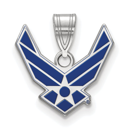 Sterling Silver Rhodium-plated LogoArt U.S. Air Force Small Enameled Pendant