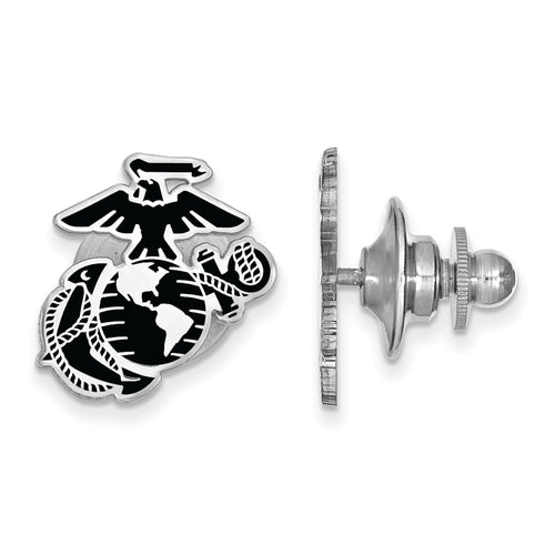 Sterling Silver Rh-Plat U.S. Marine Corps Epoxied Lapel Pin