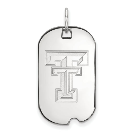 14k White Gold LogoArt Texas Tech University T-T Small Dog Tag Pendant