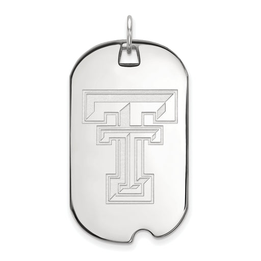 14k White Gold LogoArt Texas Tech University T-T Large Dog Tag Pendant