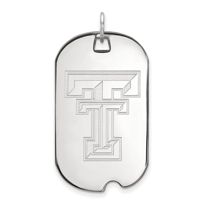 14k White Gold LogoArt Texas Tech University T-T Large Dog Tag Pendant