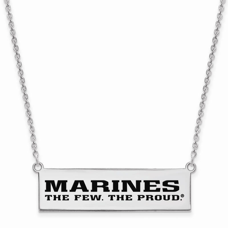 Sterling Silver Rh-Plat U.S. Marine Corps Epoxied The Few. The Proud. Bar N