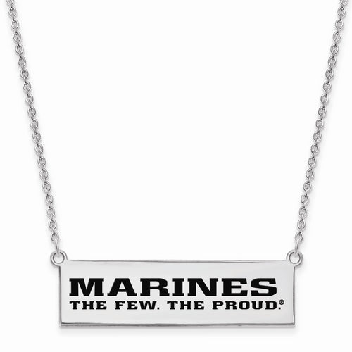 Sterling Silver Rh-Plat U.S. Marine Corps Epoxied The Few. The Proud. Bar N