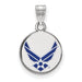 Sterling Silver Rhodium-plated LogoArt U.S. Air Force Small Enameled Disc Pendant