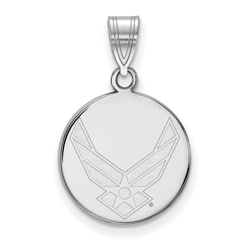 Sterling Silver Rhodium-plated LogoArt U.S. Air Force Medium Disc Pendant