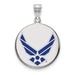 Sterling Silver Rhodium-plated LogoArt U.S. Air Force Large Enameled Disc Pendant