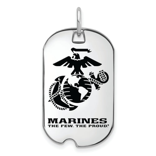 Sterling Silver Rh-Plat U.S. Marine Corps Epoxied Small Dog Tag