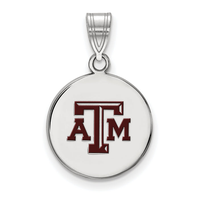 SS Texas A and M University T-A-M Medium Enameled Disc Pendant