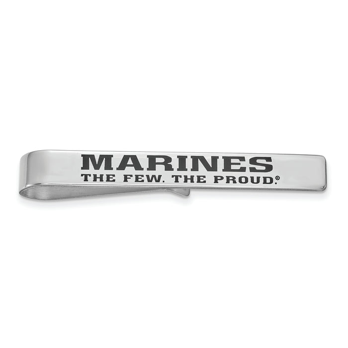 Sterling Silver Rh-Plat U.S. Marine Corps Epoxied Tie Bar