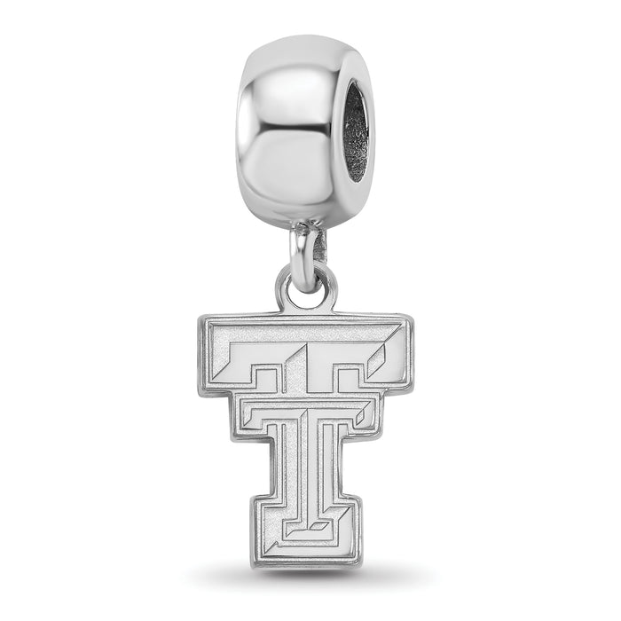 Sterling Silver Rhodium-plated LogoArt Texas Tech University T-T Small Dangle Bead Charm