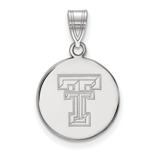 10k White Gold LogoArt Texas Tech University T-T Medium Disc Pendant