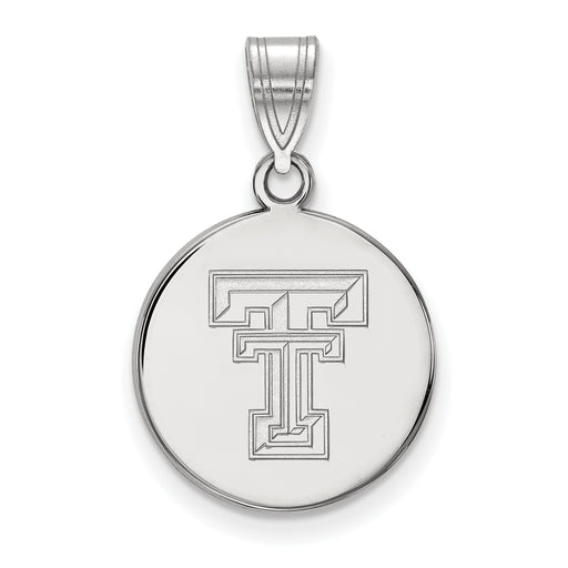 Sterling Silver Rhodium-plated LogoArt Texas Tech University T-T Medium Disc Pendant