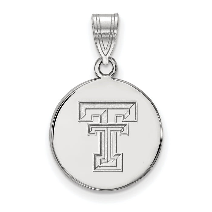 14k White Gold LogoArt Texas Tech University T-T Medium Disc Pendant