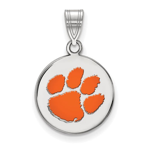 SS Clemson University Medium Enamel Disc Pendant