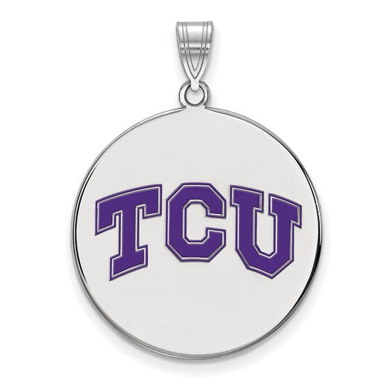 SS Texas Christian University XL Enamel TCU Disc Pendant