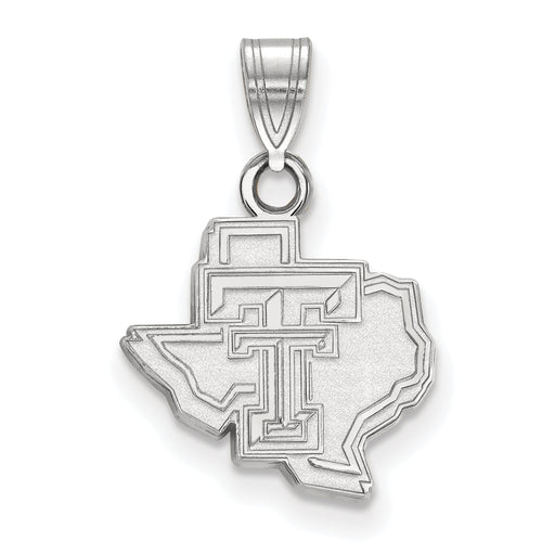 10k White Gold LogoArt Texas Tech University State Outline Small Pendant