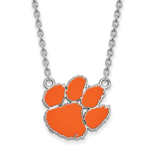 SS Clemson University Large Enamel Pendant w/Necklace