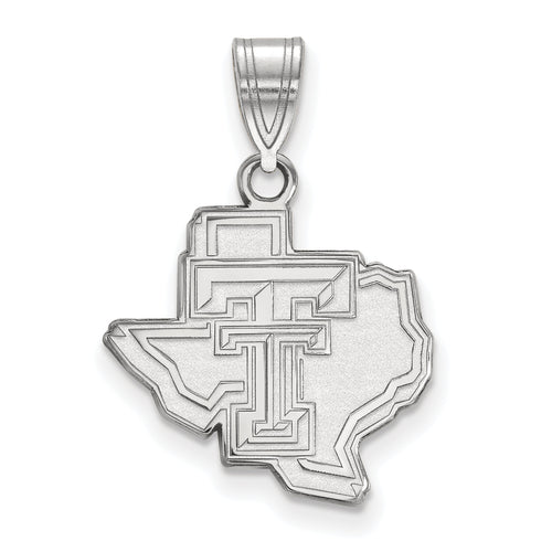 10k White Gold LogoArt Texas Tech University State Outline Medium Pendant