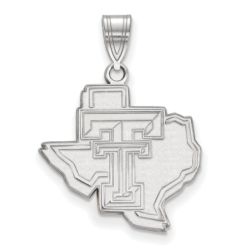 10k White Gold LogoArt Texas Tech University State Outline Large Pendant