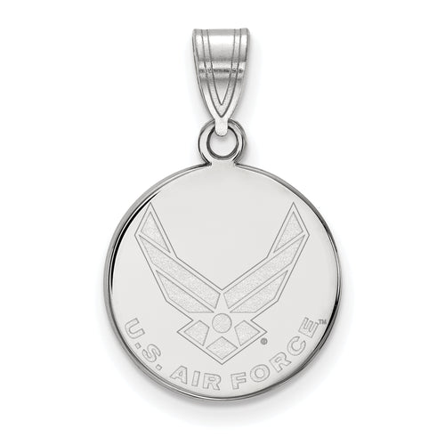 Sterling Silver Rhodium-plated LogoArt U.S. Air Force Medium Disc Pendant