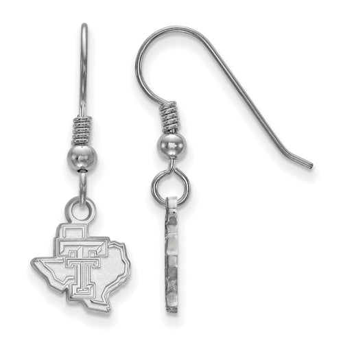 Sterling Silver Rhodium-plated LogoArt Texas Tech University State Outline Extra Small Dangle Wire Earrings