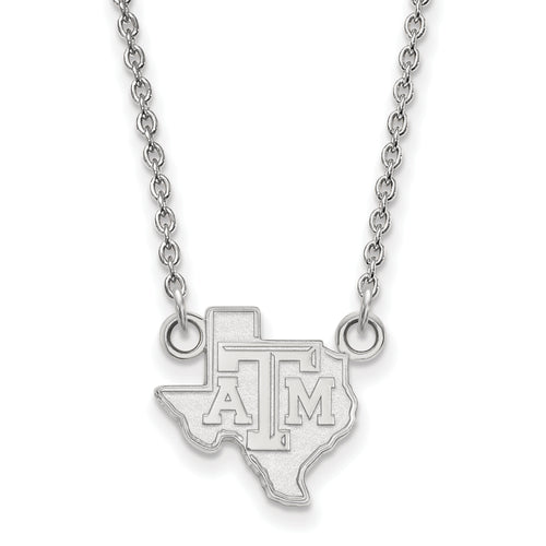 14kw Texas A and M University State Outline Small Pendant 18 inch Necklace