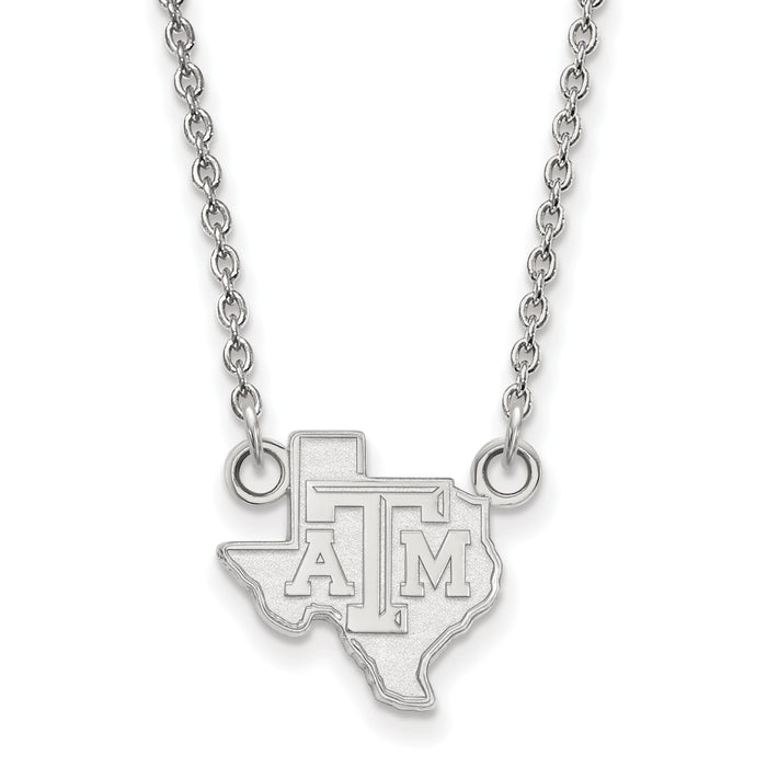 14kw Texas A and M University State Outline Small Pendant 18 inch Necklace