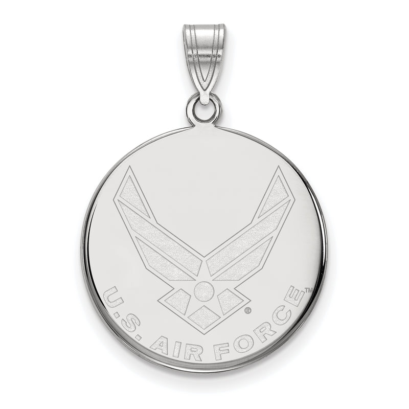 Sterling Silver Rhodium-plated LogoArt U.S. Air Force Large Disc Pendant