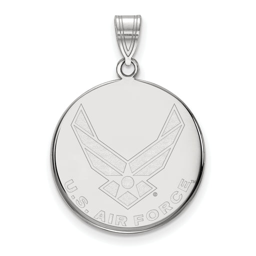 Sterling Silver Rhodium-plated LogoArt U.S. Air Force Large Disc Pendant