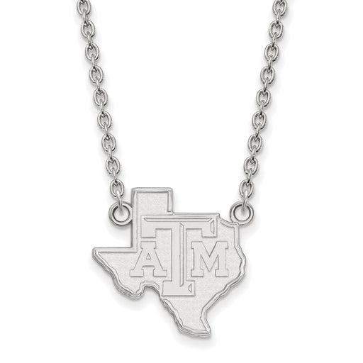 SS Texas A and M University State Outline Large Pendant 18 inch Necklace