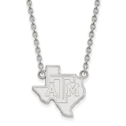 14kw Texas A and M University State Outline Large Pendant 18 inch Necklace