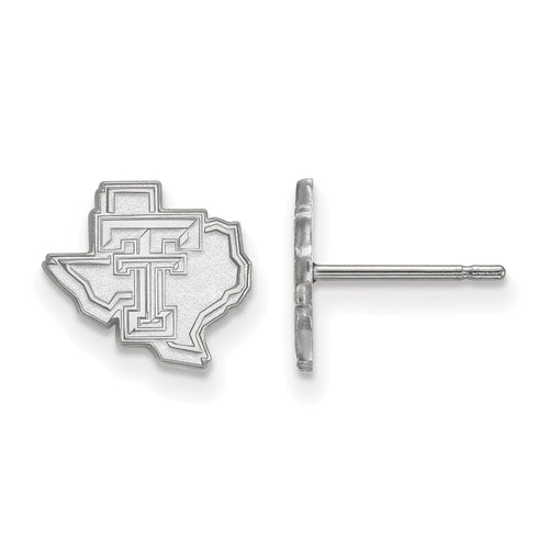 Sterling Silver Rhodium-plated LogoArt Texas Tech University State Outline Extra Small Post Earrings